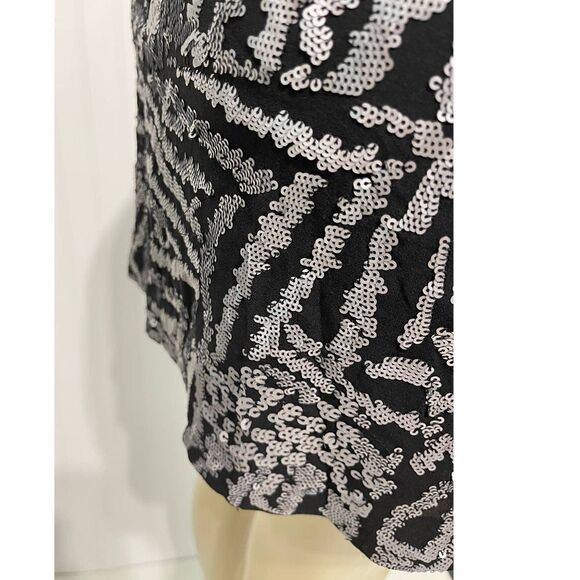 Theory Silk Mini Sequin‎ Skirt Black Silver Size 2 - Picture 8 of 15